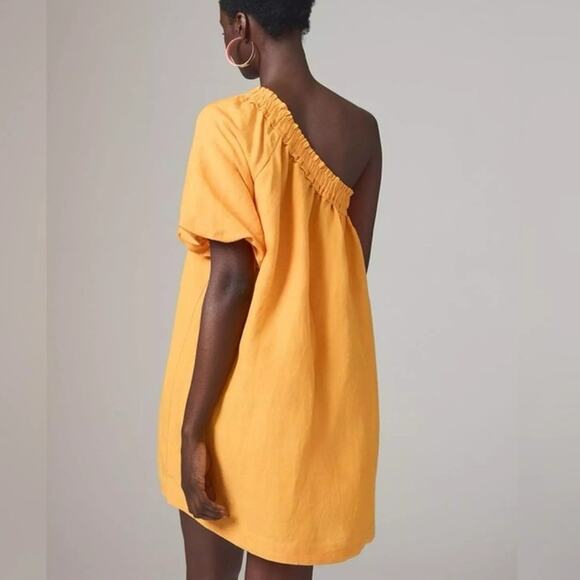 By Anthropologie one shoulder waistless mini dress linen blend woman's size xs - Picture 2 of 11